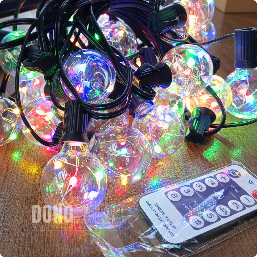 Solar String Copper Lights 7.62m, 25 G40 Bulbs│RGB
