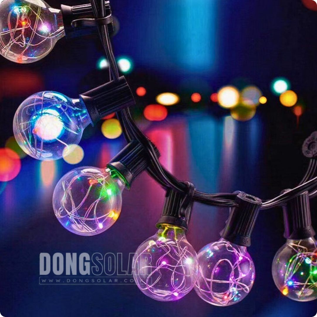 Solar String Copper Lights 7.62m, 25 G40 Bulbs│RGB