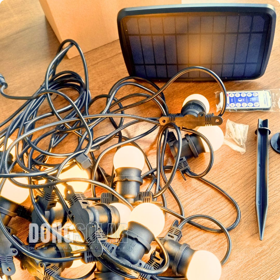 Solar String Lights 15m, 15 G45 Bulbs Warm White