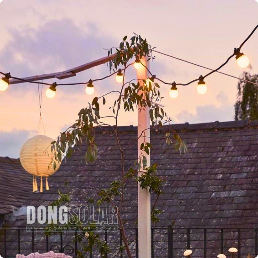 Solar String Lights 15m, 15 G45 Bulbs Warm White