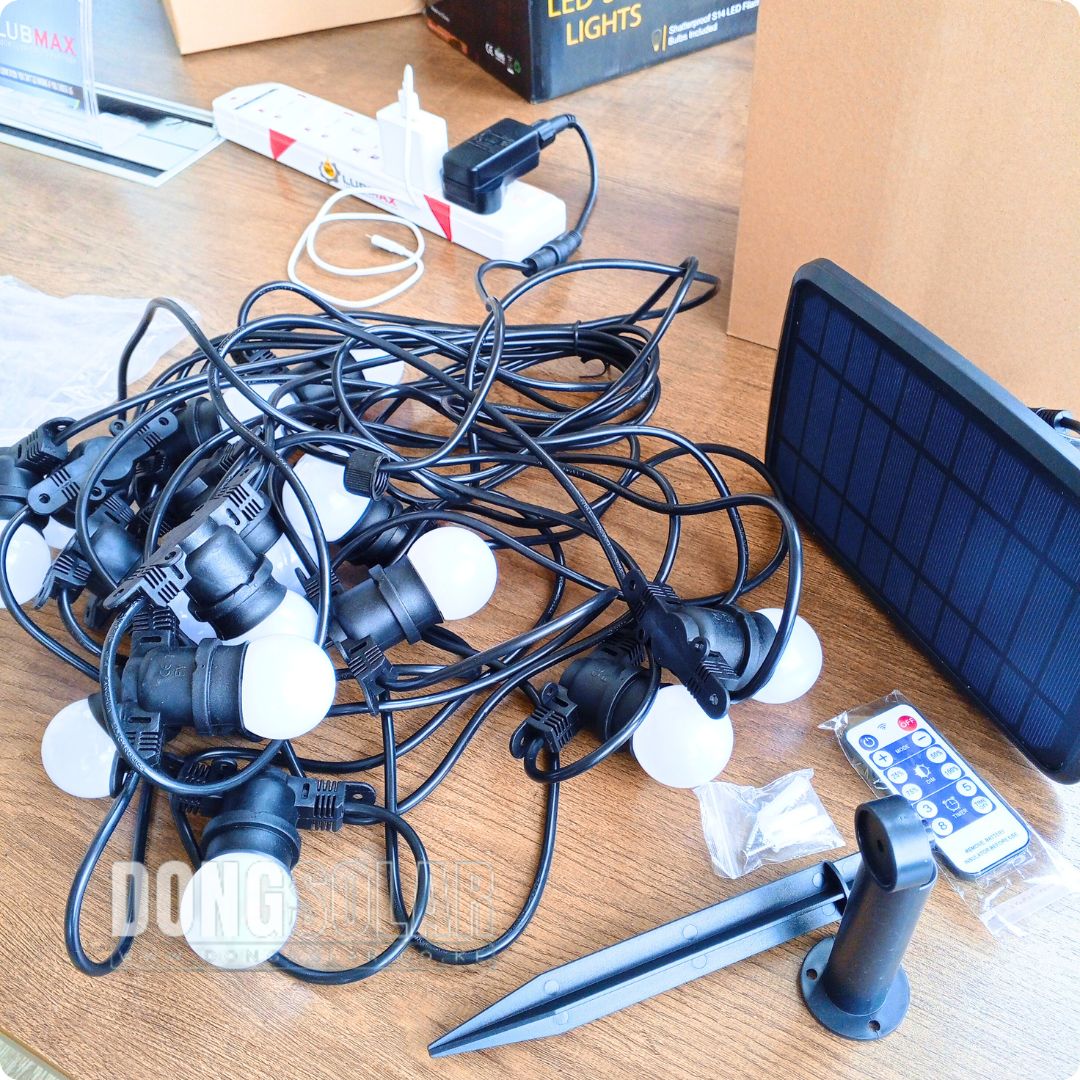 Solar String Lights 15m, 15 G45 Bulbs Warm White