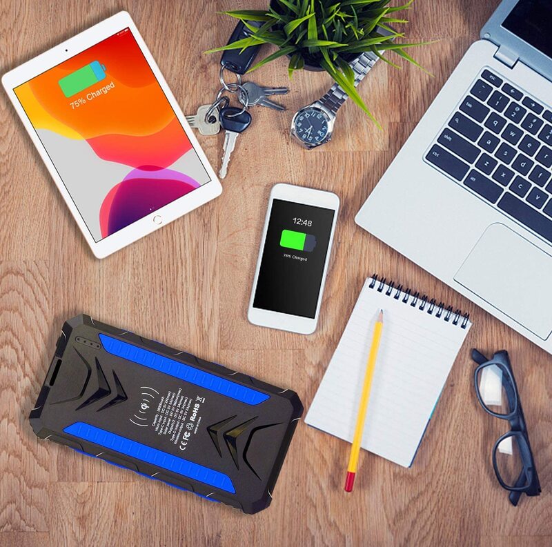 36000mAh Qi Solar Powerbank BLUE