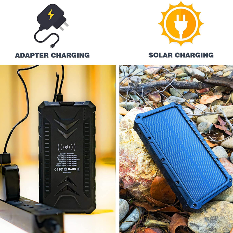 36000mAh Qi Solar Powerbank BLACK