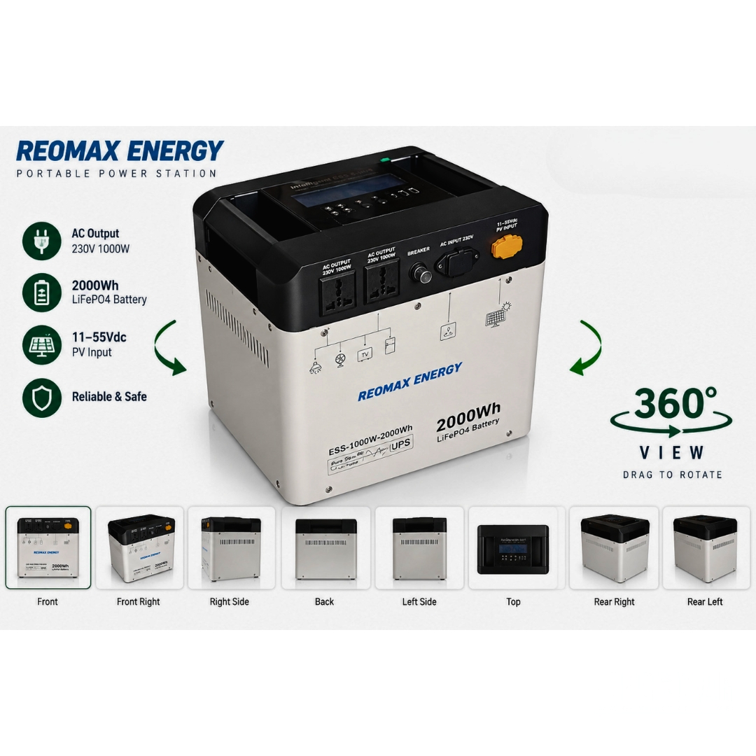 REOMAX portable Power Station | 1000W 2000Wh