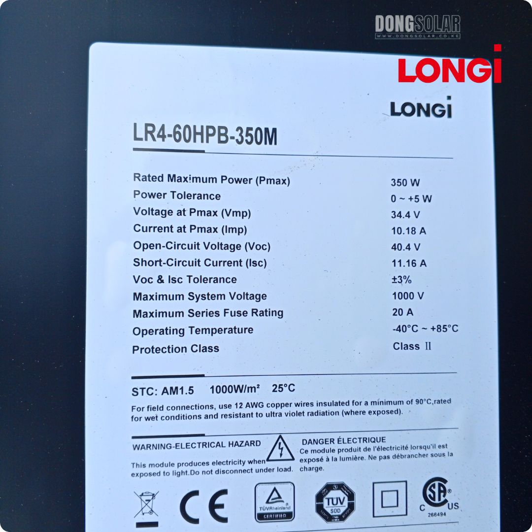 LONGi 350W Hi-MO 4 Mono Perc Solar Panel | All-Black High Efficiency LR4-60HPB-350M