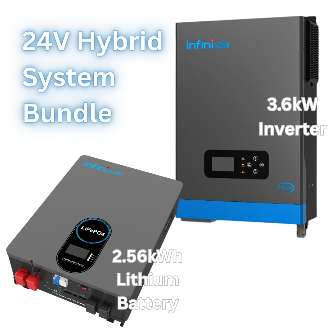 3.6kW InfiniSolar Hybrid Inverter & 2.56kWh LiFePO4 Lithium Battery Bundle